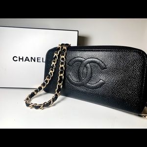 CHANEL Lambskin Leather wallet on Chain WOC